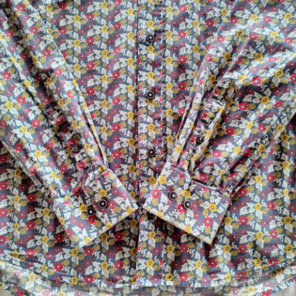 JOHNNIE-O | Hangin Out Floral Long Sleeve Button Down Shirt 'Wake' Casual  M - Picture 9 of 11